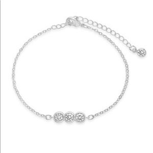 Sterling Forever Silver Bezel Station Bracelet